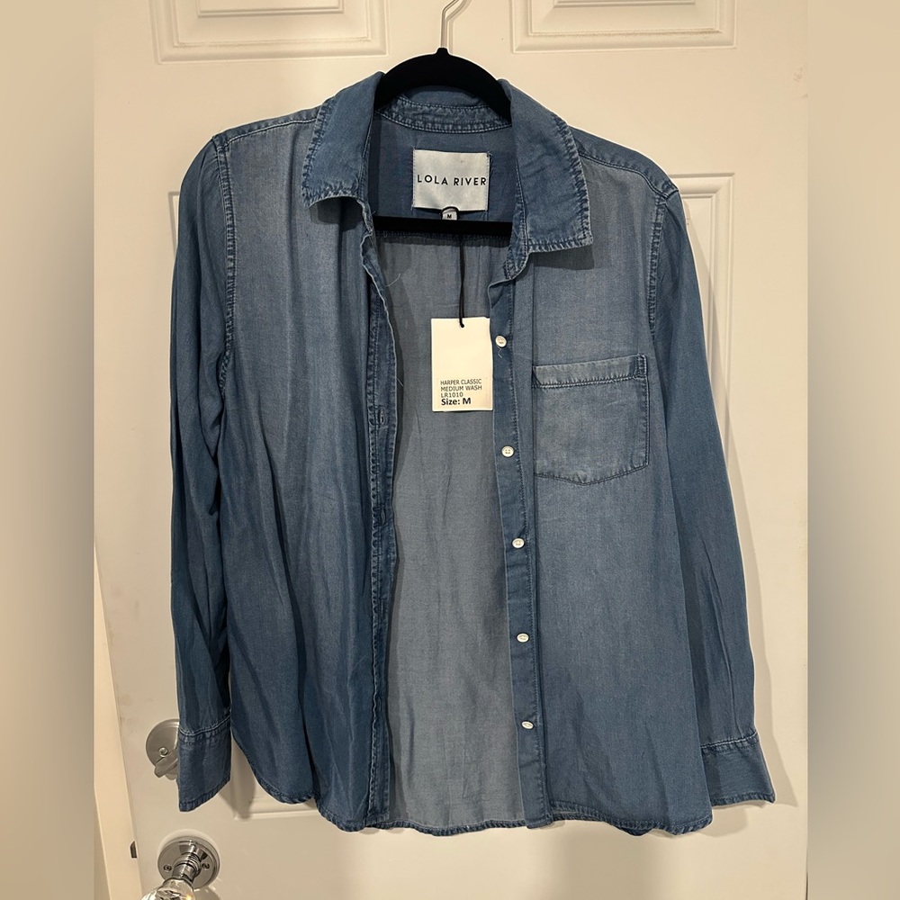 Lola River Denim Button Down NWT